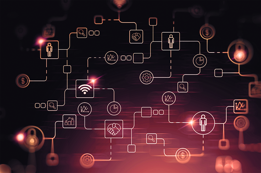Digital business interface and icons